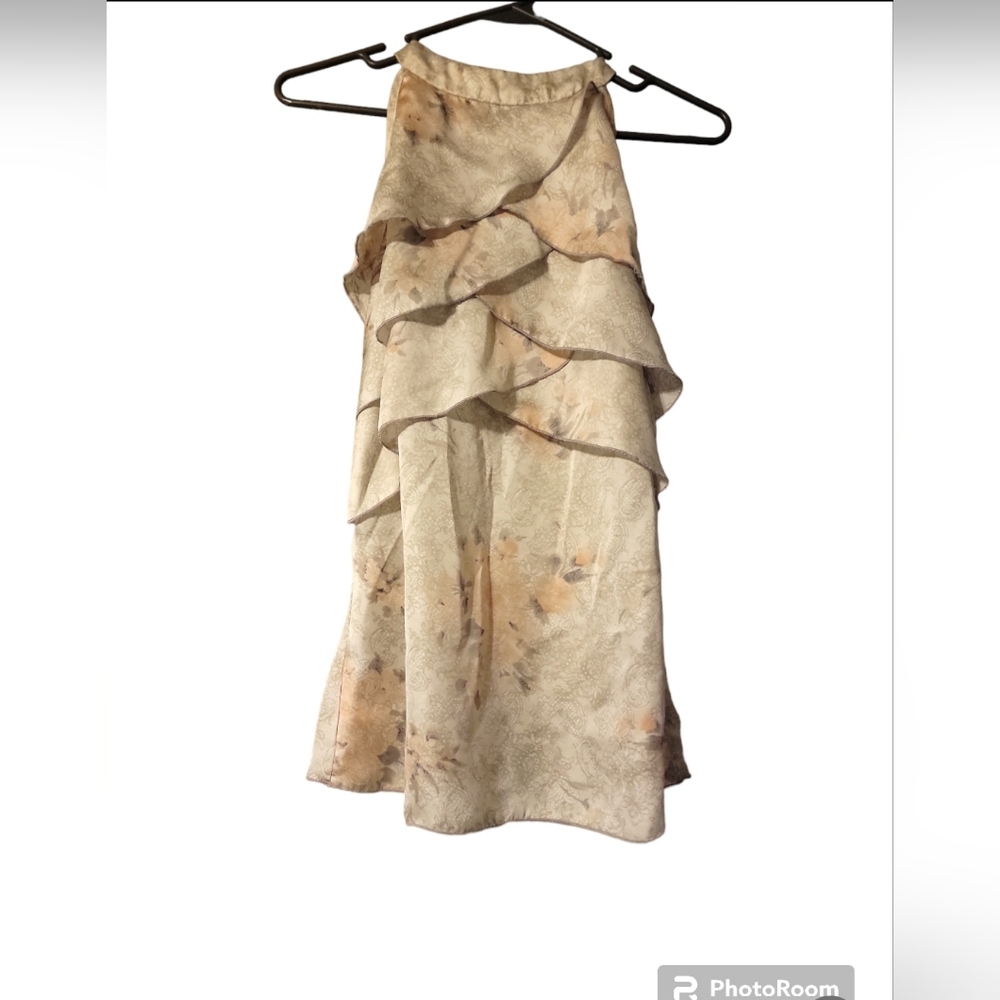 Silky ruffle sleeveless top